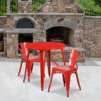 Flash Furniture CH-51090TH-2-18ARM-RED-GG 30" Round Metal Table Set in Red